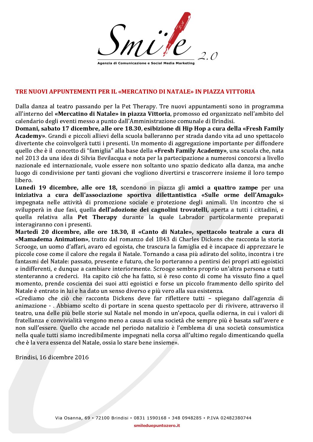 Comunicato Stampa del 16/12/2016